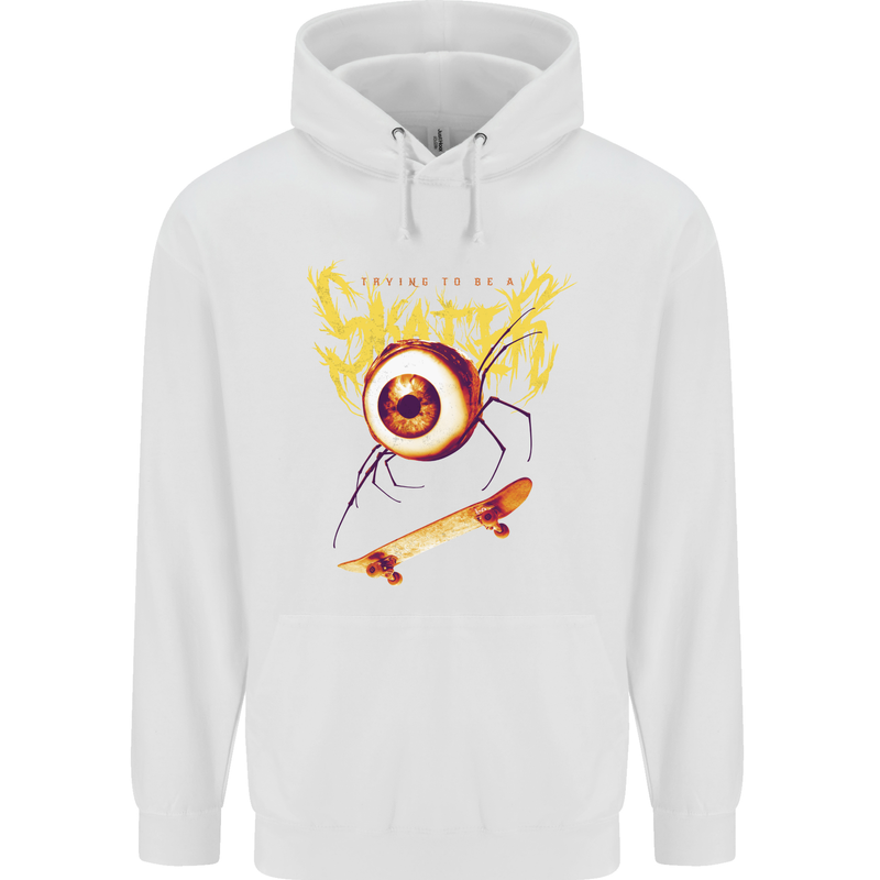 Skater Eye Skateboarding Skateboard Mens 80% Cotton Hoodie White