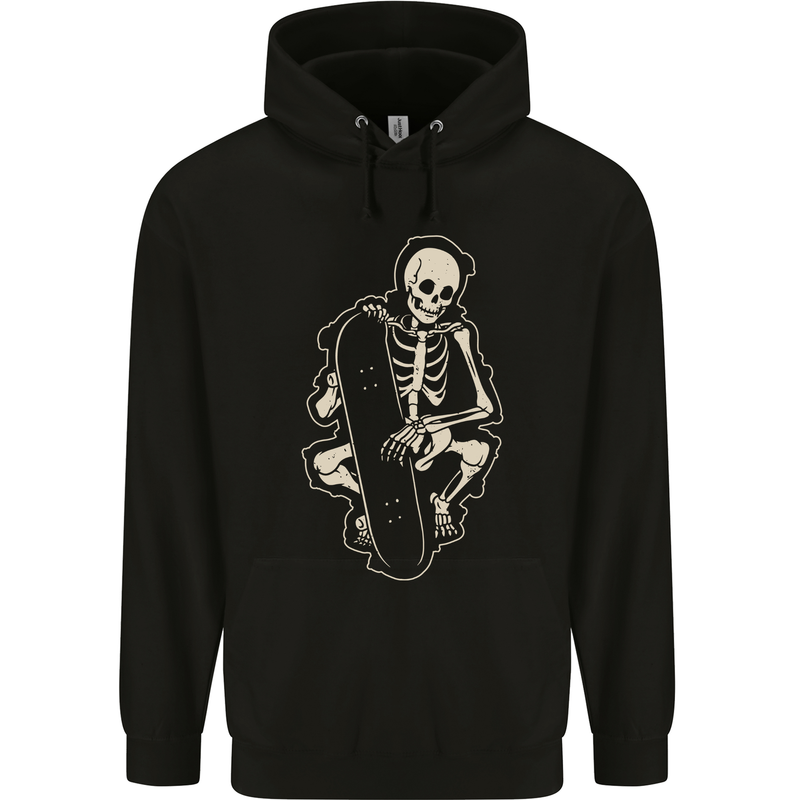 Skater Skeleton Skateboard Skateboarding Mens 80% Cotton Hoodie Black