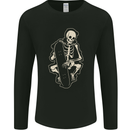Skater Skeleton Skateboard Skateboarding Mens Long Sleeve T-Shirt Black