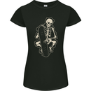 Skater Skeleton Skateboard Skateboarding Womens Petite Cut T-Shirt Black
