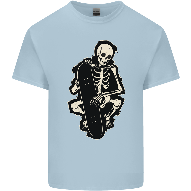 Skater Skeleton Skateboarding Skateboard Mens Cotton T-Shirt Tee Top Light Blue