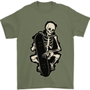 Skater Skeleton Skateboarding Skateboard Mens T-Shirt 100% Cotton Military Green
