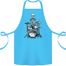 Skeleton Drummer Drumming Drums Cotton Apron 100% Organic Turquoise