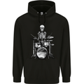 Skeleton Drummer Drumming Drums Mens 80% Cotton Hoodie Black