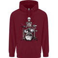 Skeleton Drummer Drumming Drums Mens 80% Cotton Hoodie Maroon