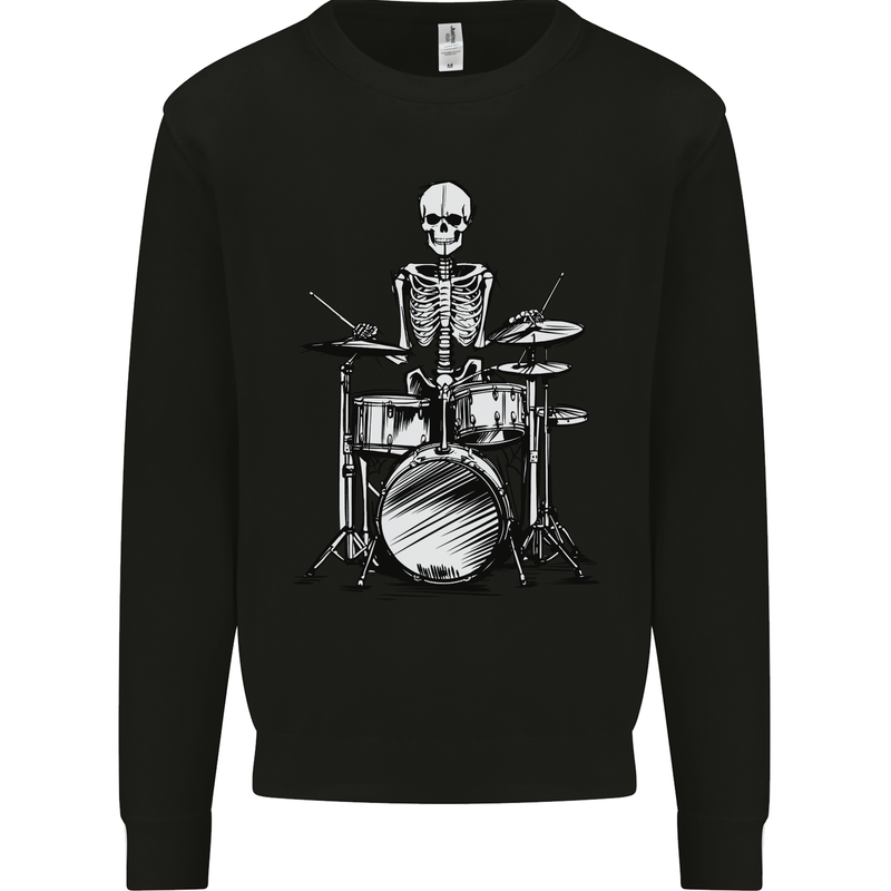 Skeleton Drummer Drumming Drums Mens Sweatshirt Jumper Black