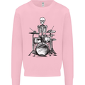 Skeleton Drummer Drumming Drums Mens Sweatshirt Jumper Light Pink