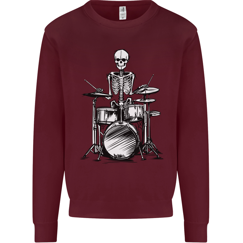 Skeleton Drummer Drumming Drums Mens Sweatshirt Jumper Maroon