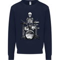 Skeleton Drummer Drumming Drums Mens Sweatshirt Jumper Navy Blue