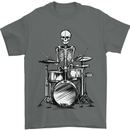 Skeleton Drummer Drumming Drums Mens T-Shirt 100% Cotton Charcoal