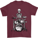 Skeleton Drummer Drumming Drums Mens T-Shirt 100% Cotton Maroon