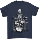 Skeleton Drummer Drumming Drums Mens T-Shirt 100% Cotton Navy Blue