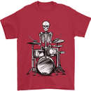 Skeleton Drummer Drumming Drums Mens T-Shirt 100% Cotton Red