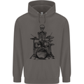 Skeleton Drummer Drums Drumming Mens 80% Cotton Hoodie Charcoal