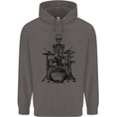 Skeleton Drummer Drums Drumming Mens 80% Cotton Hoodie Charcoal