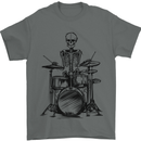 Skeleton Drummer Drums Drumming Mens T-Shirt 100% Cotton Charcoal