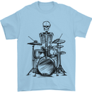 Skeleton Drummer Drums Drumming Mens T-Shirt 100% Cotton Light Blue