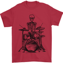 Skeleton Drummer Drums Drumming Mens T-Shirt 100% Cotton Red