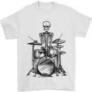 Skeleton Drummer Drums Drumming Mens T-Shirt 100% Cotton White