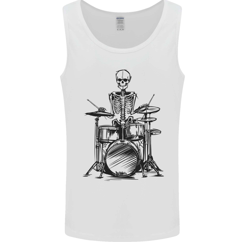 Skeleton Drummer Drums Drumming Mens Vest Tank Top White