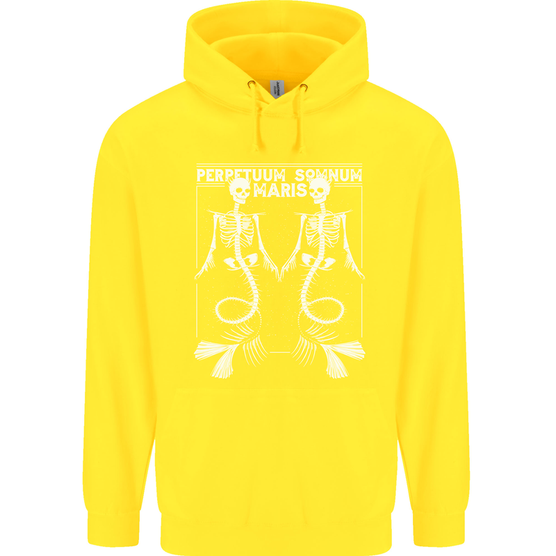 Skeleton Mermaids Eternal Sleep of the Sea Skulls Childrens Kids Hoodie Yellow