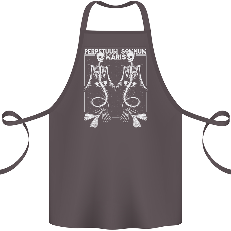 Skeleton Mermaids Eternal Sleep of the Sea Skulls Cotton Apron 100% Organic Dark Grey