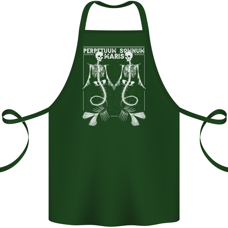 Skeleton Mermaids Eternal Sleep of the Sea Skulls Cotton Apron 100% Organic Forest Green