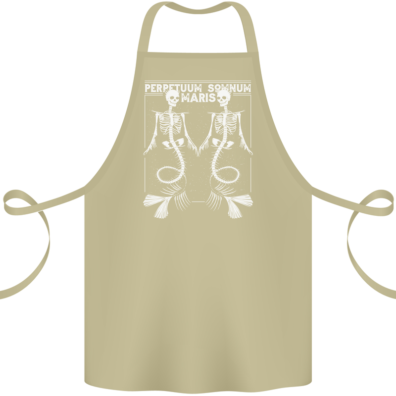 Skeleton Mermaids Eternal Sleep of the Sea Skulls Cotton Apron 100% Organic Khaki