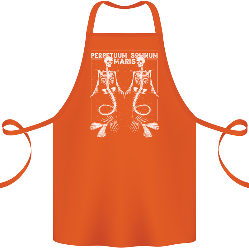 Skeleton Mermaids Eternal Sleep of the Sea Skulls Cotton Apron 100% Organic Orange