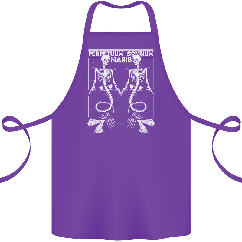 Skeleton Mermaids Eternal Sleep of the Sea Skulls Cotton Apron 100% Organic Purple