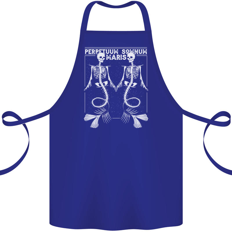 Skeleton Mermaids Eternal Sleep of the Sea Skulls Cotton Apron 100% Organic Royal Blue