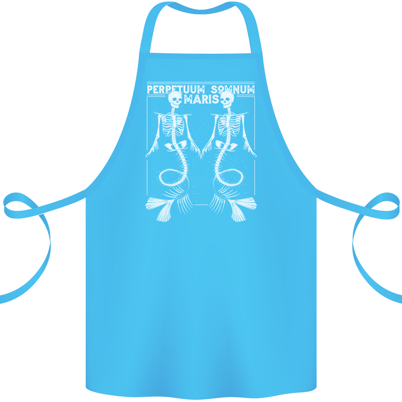 Skeleton Mermaids Eternal Sleep of the Sea Skulls Cotton Apron 100% Organic Turquoise