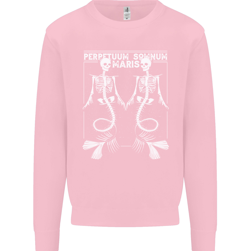 Skeleton Mermaids Eternal Sleep of the Sea Skulls Kids Sweatshirt Jumper Light Pink