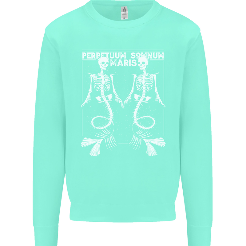 Skeleton Mermaids Eternal Sleep of the Sea Skulls Kids Sweatshirt Jumper Peppermint