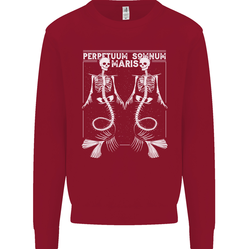 Skeleton Mermaids Eternal Sleep of the Sea Skulls Kids Sweatshirt Jumper Red