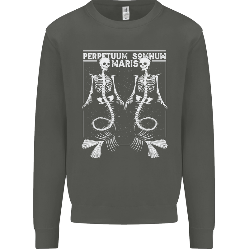 Skeleton Mermaids Eternal Sleep of the Sea Skulls Kids Sweatshirt Jumper Storm Grey