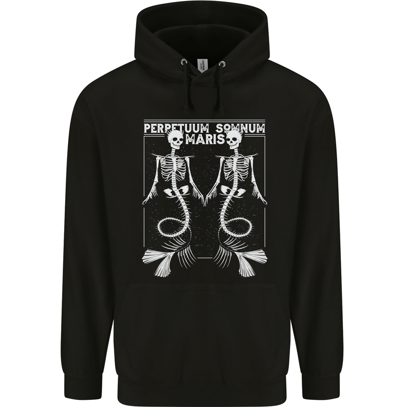 Skeleton Mermaids Eternal Sleep of the Sea Skulls Mens 80% Cotton Hoodie Black