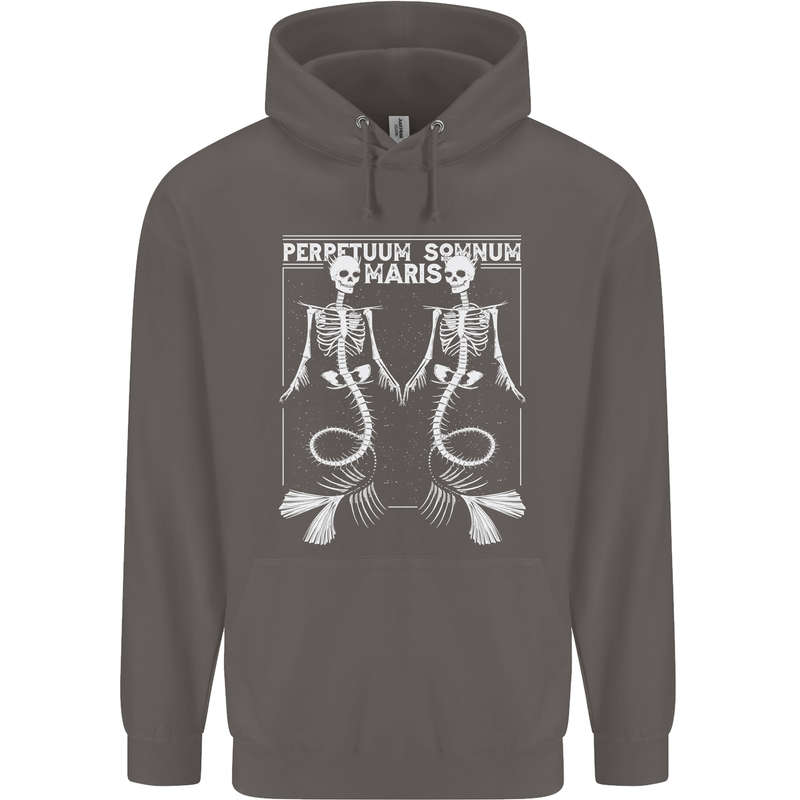 Skeleton Mermaids Eternal Sleep of the Sea Skulls Mens 80% Cotton Hoodie Charcoal