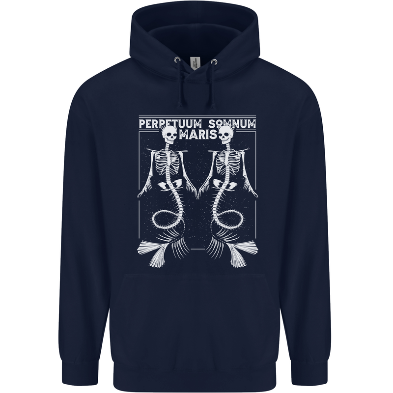 Skeleton Mermaids Eternal Sleep of the Sea Skulls Mens 80% Cotton Hoodie Navy Blue