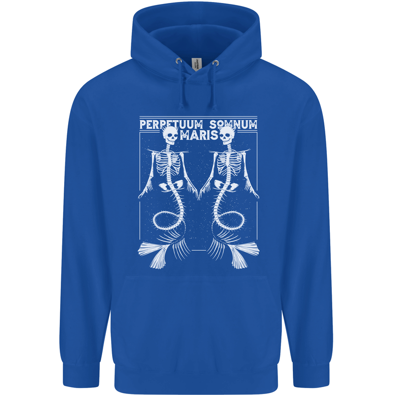 Skeleton Mermaids Eternal Sleep of the Sea Skulls Mens 80% Cotton Hoodie Royal Blue