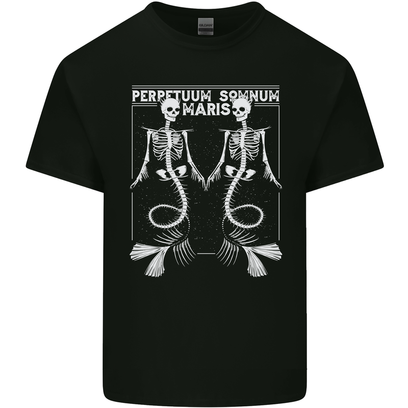 Skeleton Mermaids Eternal Sleep of the Sea Skulls Mens Cotton T-Shirt Tee Top Black