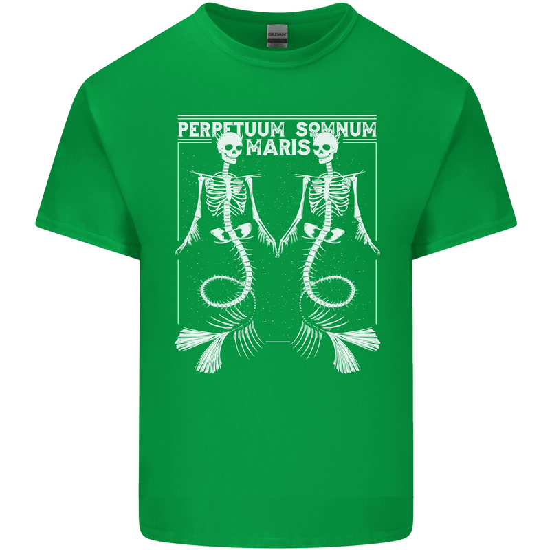 Skeleton Mermaids Eternal Sleep of the Sea Skulls Mens Cotton T-Shirt Tee Top Irish Green
