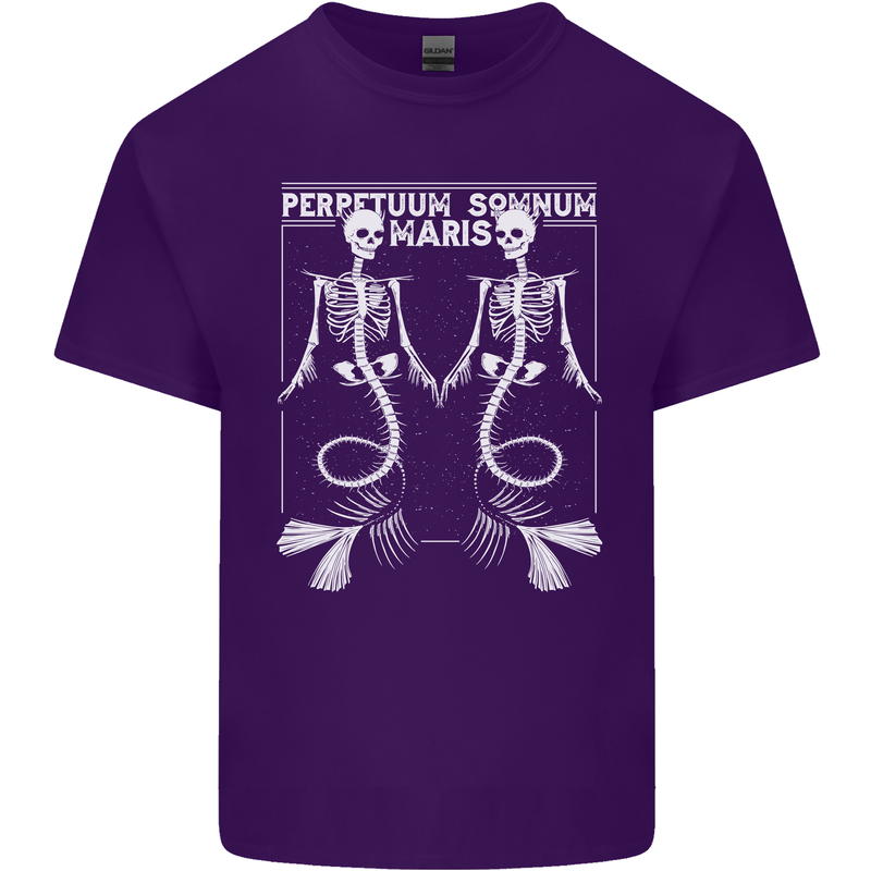 Skeleton Mermaids Eternal Sleep of the Sea Skulls Mens Cotton T-Shirt Tee Top Purple