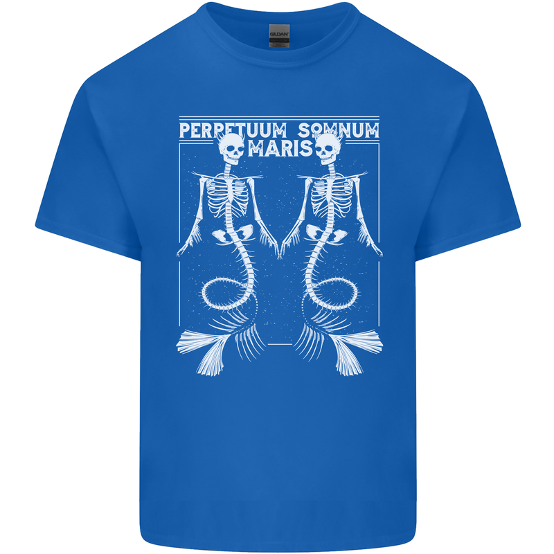 Skeleton Mermaids Eternal Sleep of the Sea Skulls Mens Cotton T-Shirt Tee Top Royal Blue