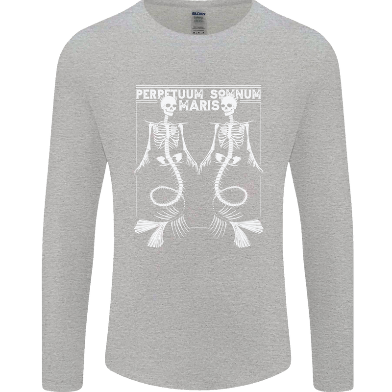 Skeleton Mermaids Eternal Sleep of the Sea Skulls Mens Long Sleeve T-Shirt Sports Grey
