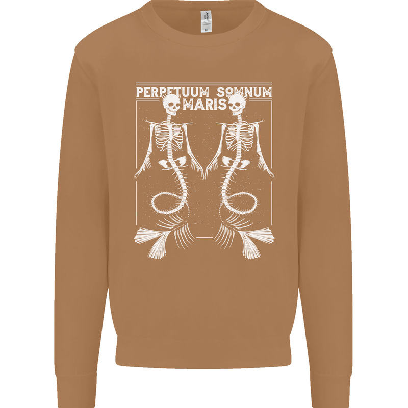 Skeleton Mermaids Eternal Sleep of the Sea Skulls Mens Sweatshirt Jumper Caramel Latte