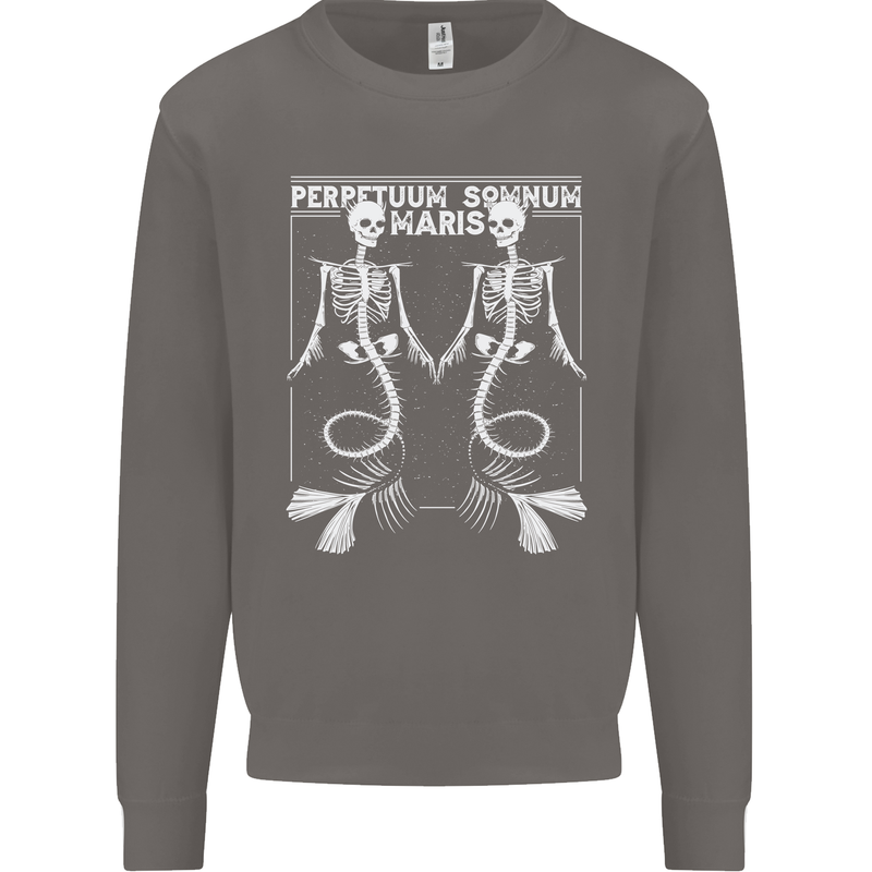 Skeleton Mermaids Eternal Sleep of the Sea Skulls Mens Sweatshirt Jumper Charcoal