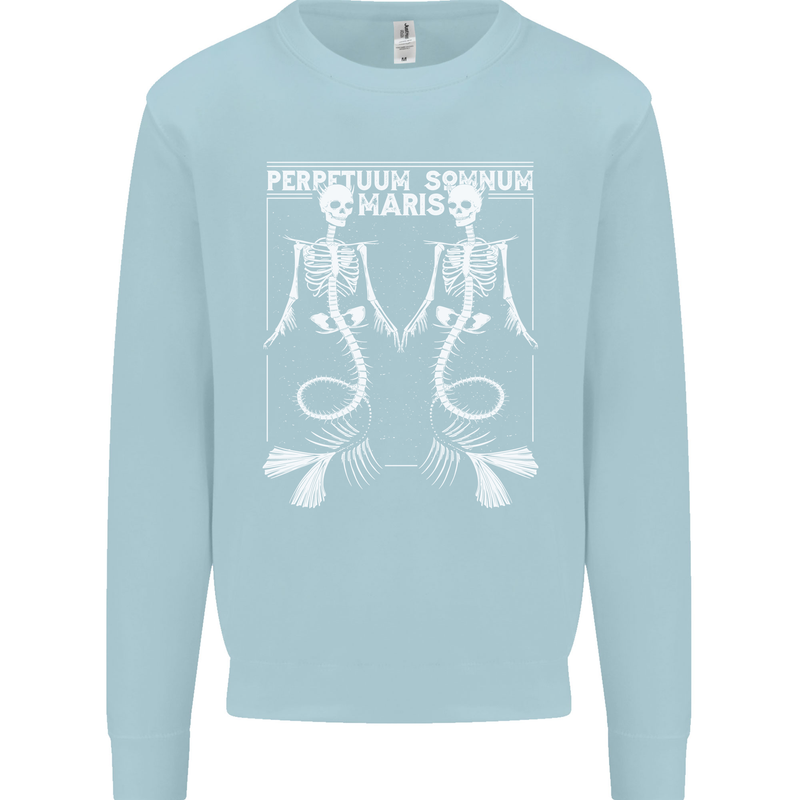 Skeleton Mermaids Eternal Sleep of the Sea Skulls Mens Sweatshirt Jumper Light Blue