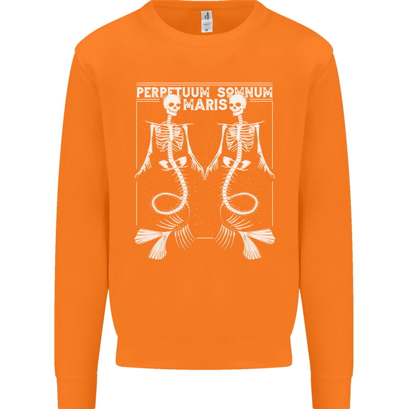 Skeleton Mermaids Eternal Sleep of the Sea Skulls Mens Sweatshirt Jumper Orange