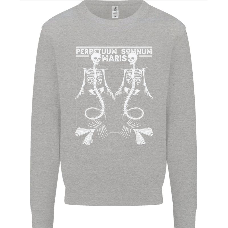 Skeleton Mermaids Eternal Sleep of the Sea Skulls Mens Sweatshirt Jumper Sports Grey